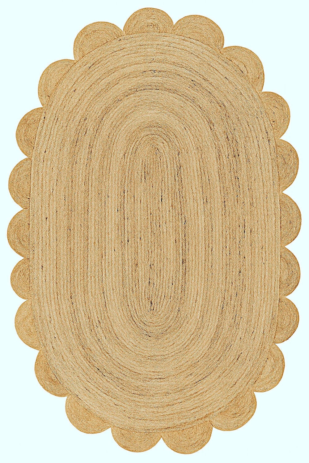 Handmade Braided Natural Jute Oval Shape Floor Area Rug-Floor Carpet Rug