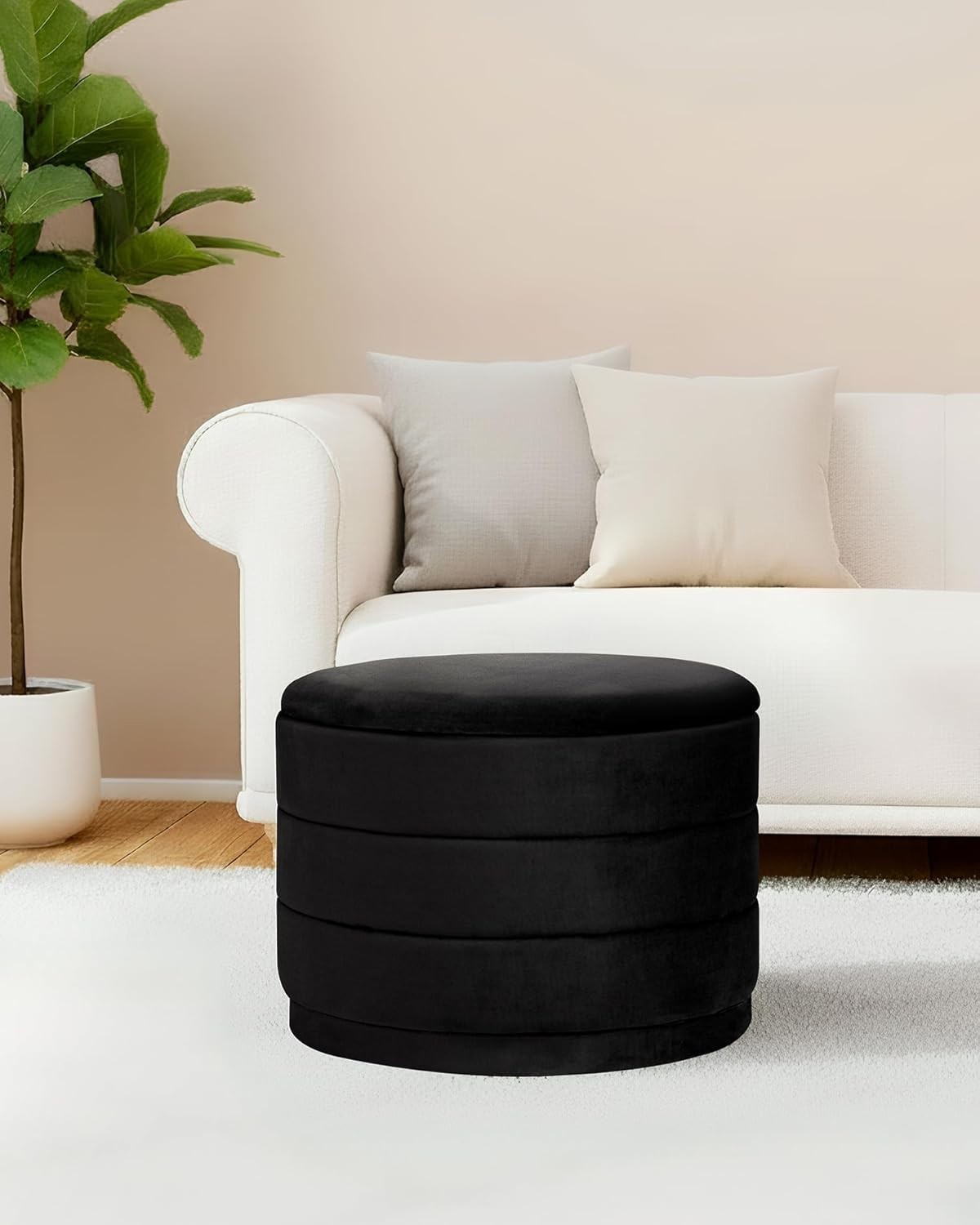 Velvet Storage Ottoman with Tray Folding Ottoman with Storage Coffee Table Foot