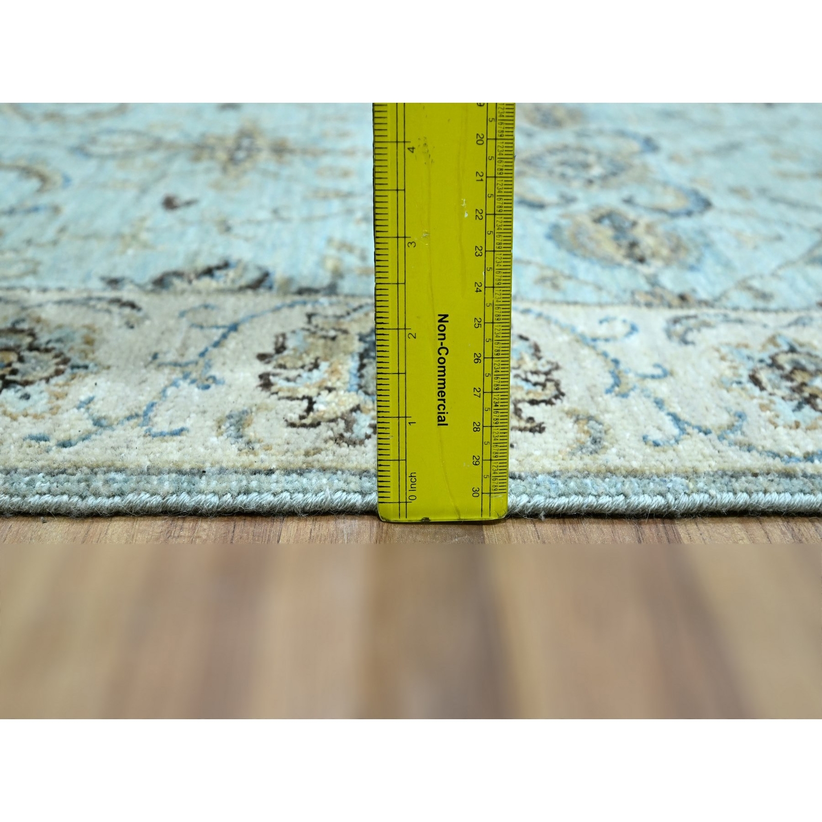 2’7″ x 14′ Sky Blue Agra Flower Vines Design Wool Hand Knotted Runner Rug R76116