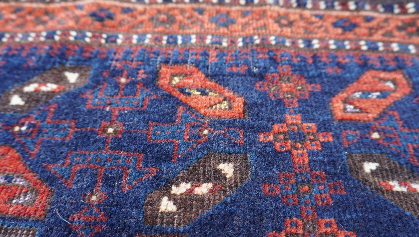 Antique Blue Baluchh Bag-Face Hand Knotted Wool Tribal Rug 21″ x 20″ inch