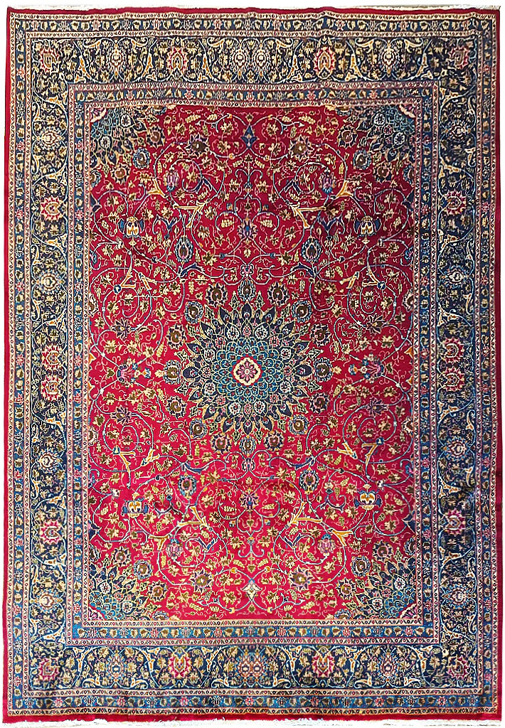 9.9 x 13.0 Genuine Perrsian Mashaad Najaf Esfahaan Traditional Wool Rug #F-6061