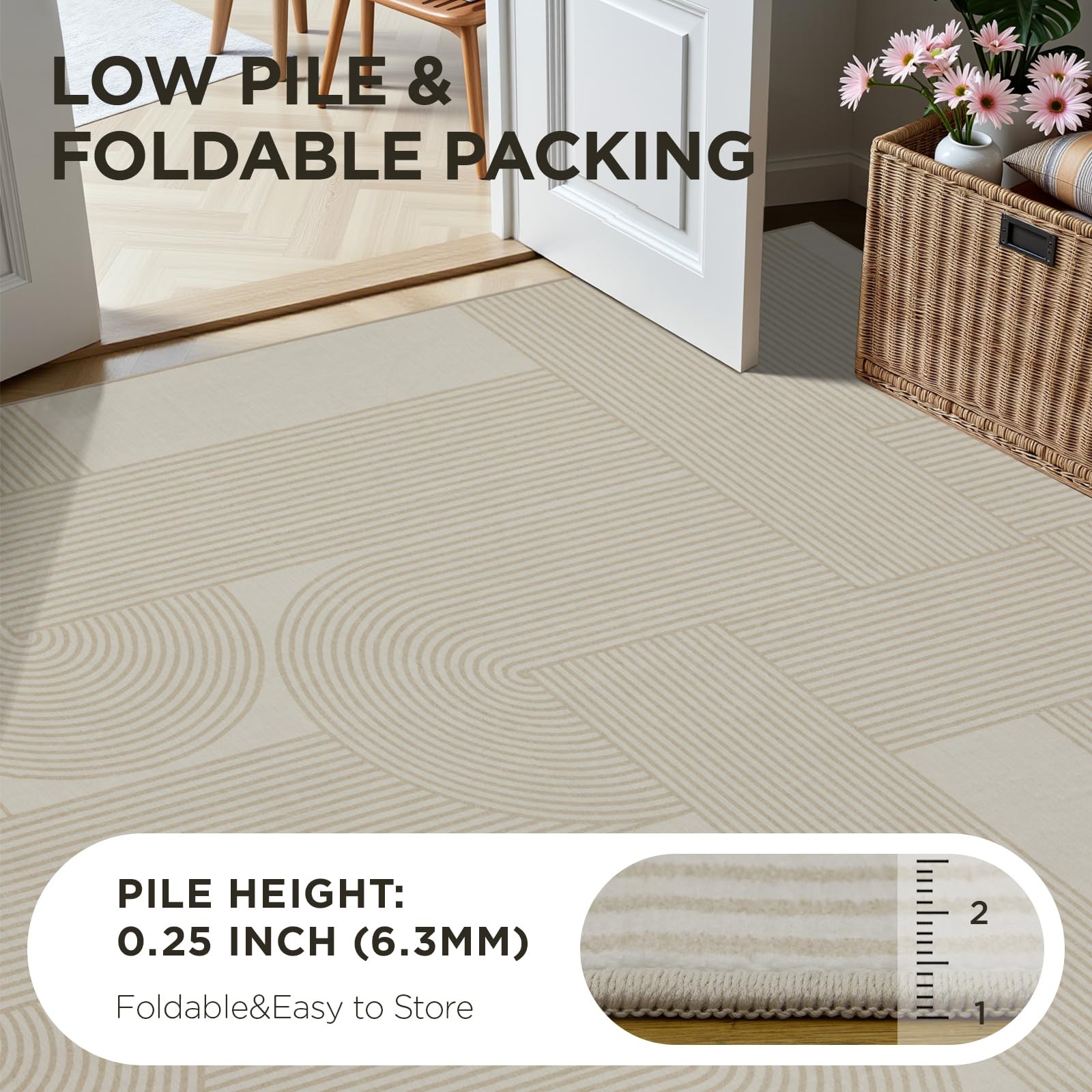 Joydeco 8×10 Area Rugs for Living Room, Non-Slip Modern Soft Washable Rug, Lo…