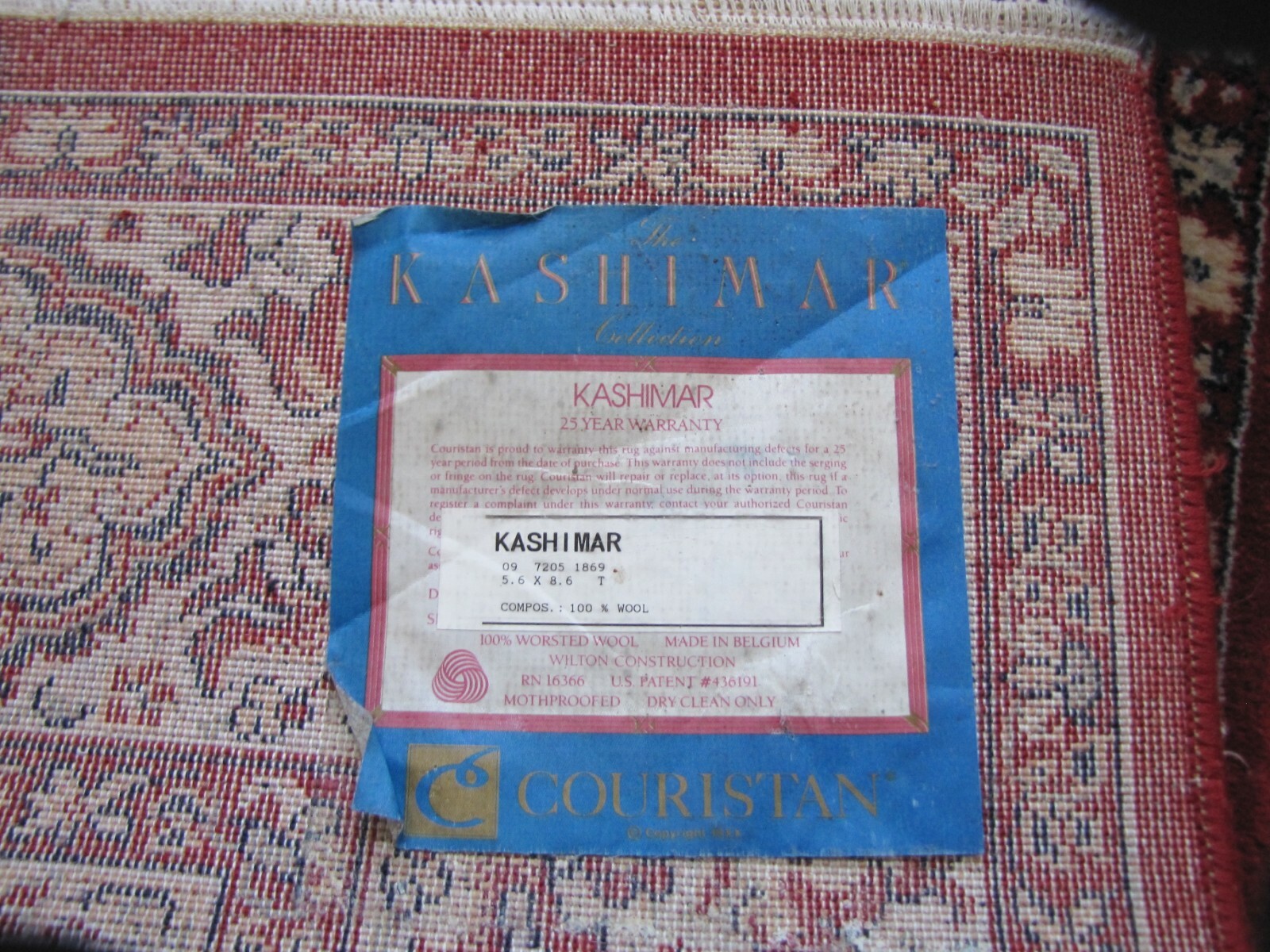 Amazing COURISTAN KASHIMAR ORIENTAL DESIGN RUG 100% WOOL 5’6″ x 8″6′