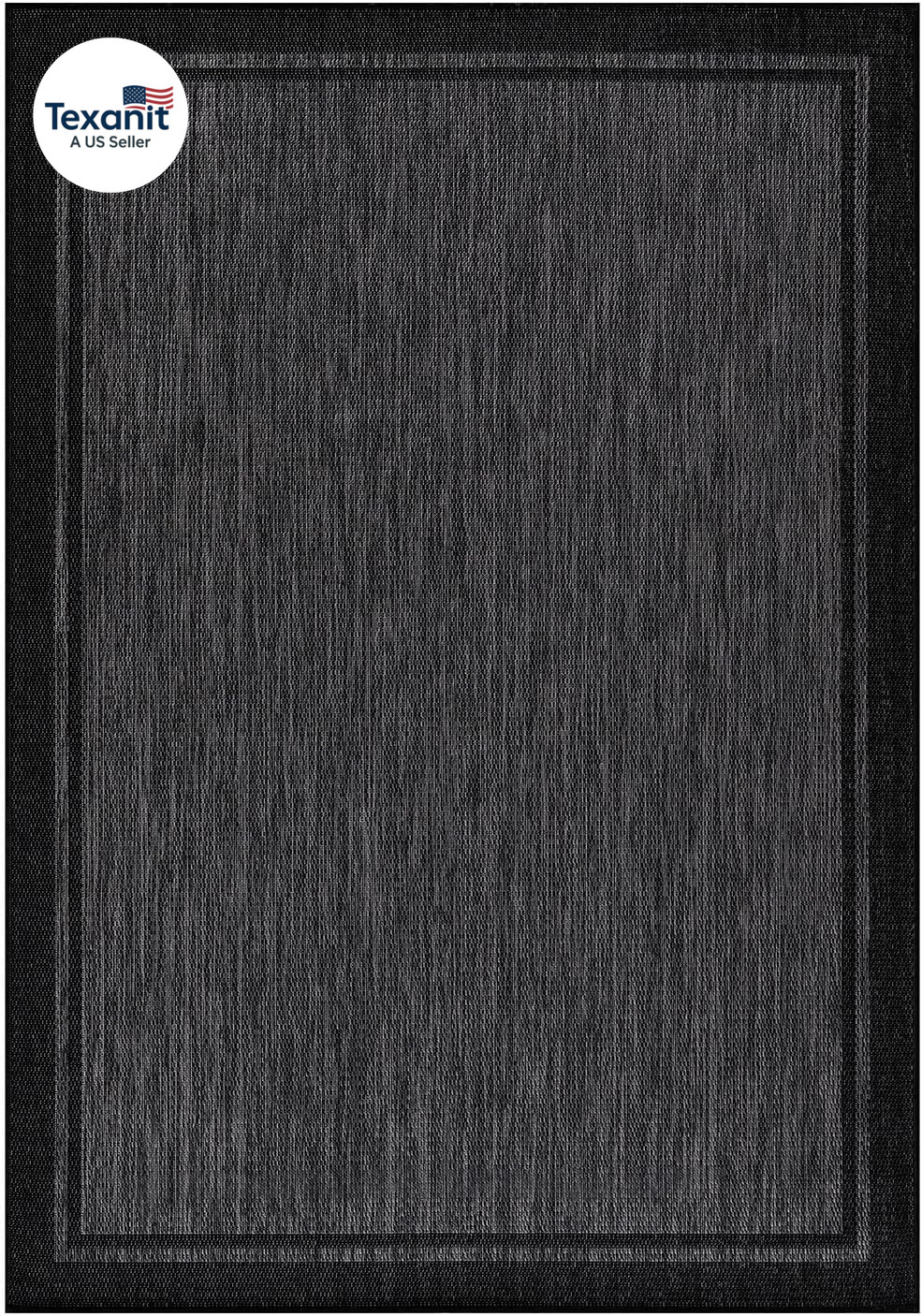 Indoor Outdoor Rug, 9X12 Bordered Dark Grey Black Modern Large Area Rugs for Ind