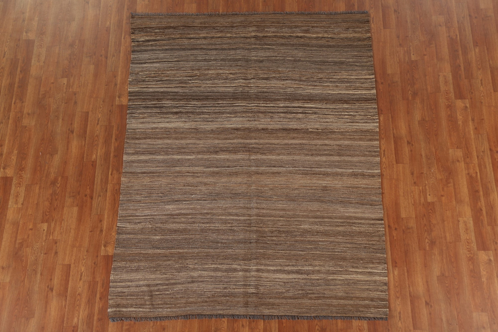 Earth Tone Kilim Rug 5×7 Ft Flat Weave Wool Carpet Reversible Rug Modern Style