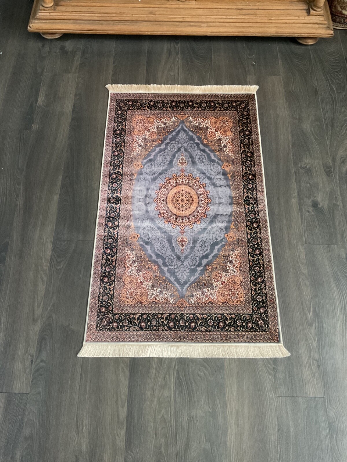 Bamboo Silk And , Cotton Rug, Blue Small Rug, Oriental Rug, 2.2×3.6 Ft