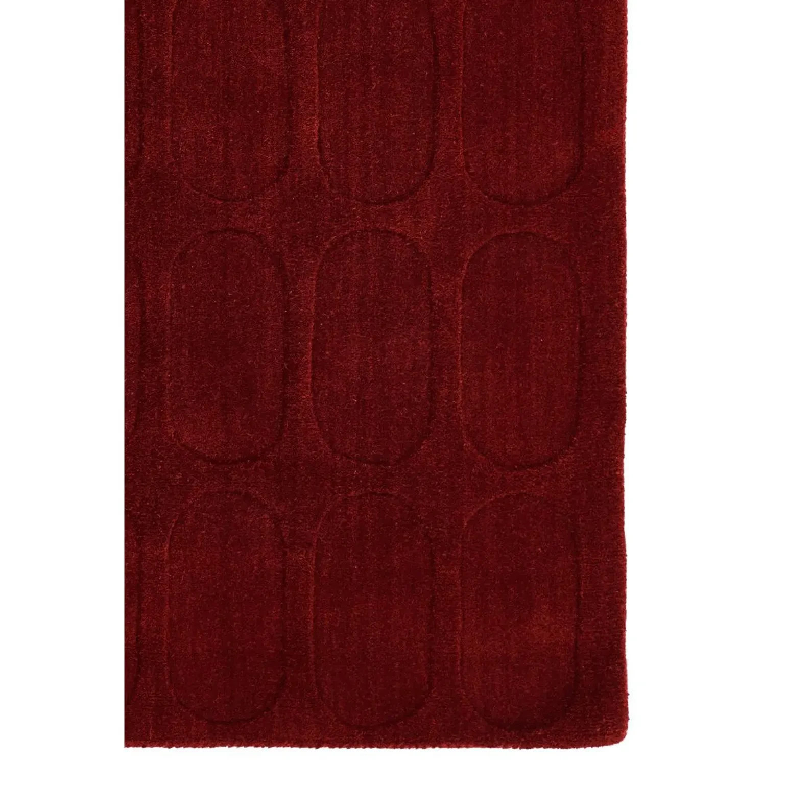 Modern Deep Red Sculpted Geometric Area Rug High-Low Pile Textured Burgundy Rug