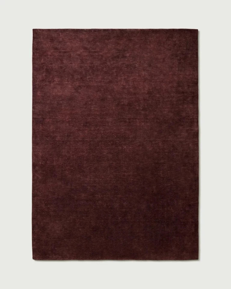 Hand-Tufted Burgundy Wool Area Rug, Modern Solid Color Handmade Area Rug Carpet