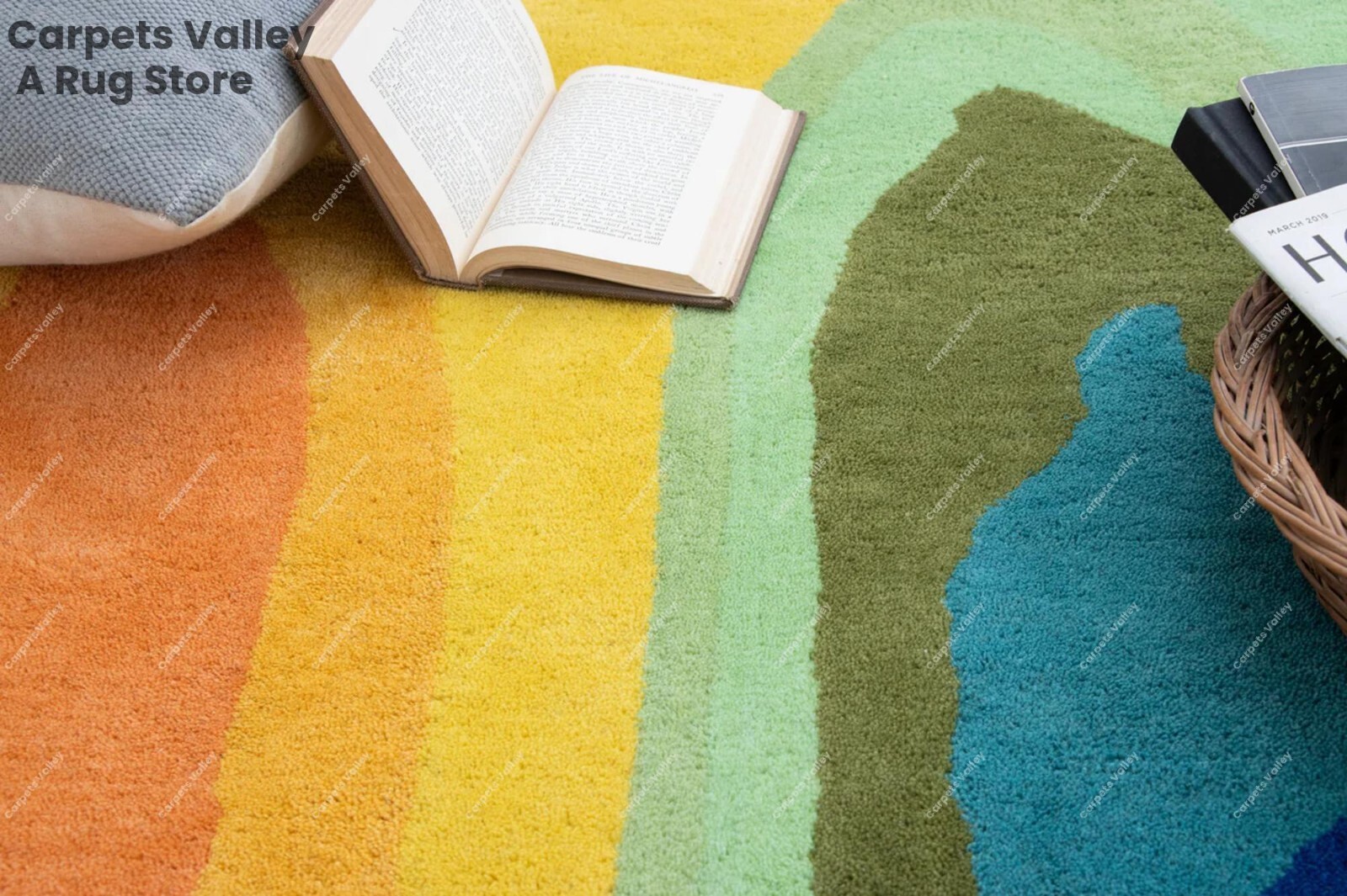 Melting Color Fall Hand-Tufted Wool Handmade Area Rug Carpet for Home, Living