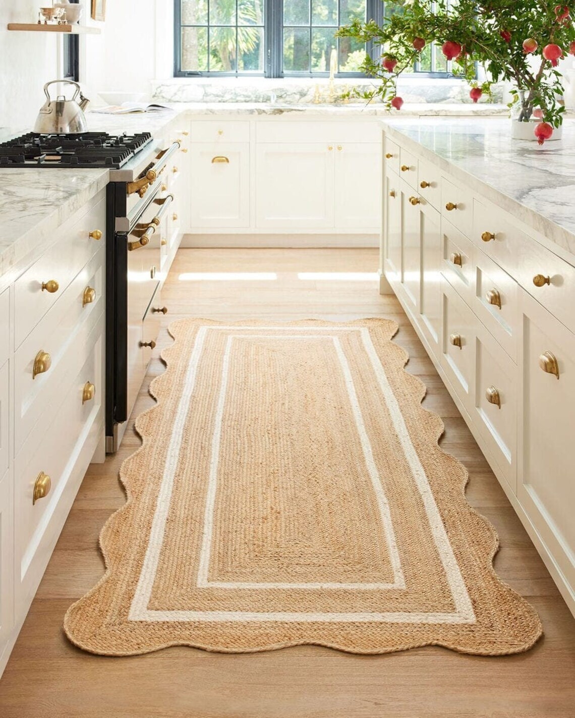 Natural Jute Scalloped Rug,Jute Scalloped Rug,Bohemian Scallop Rug, Natural Jute