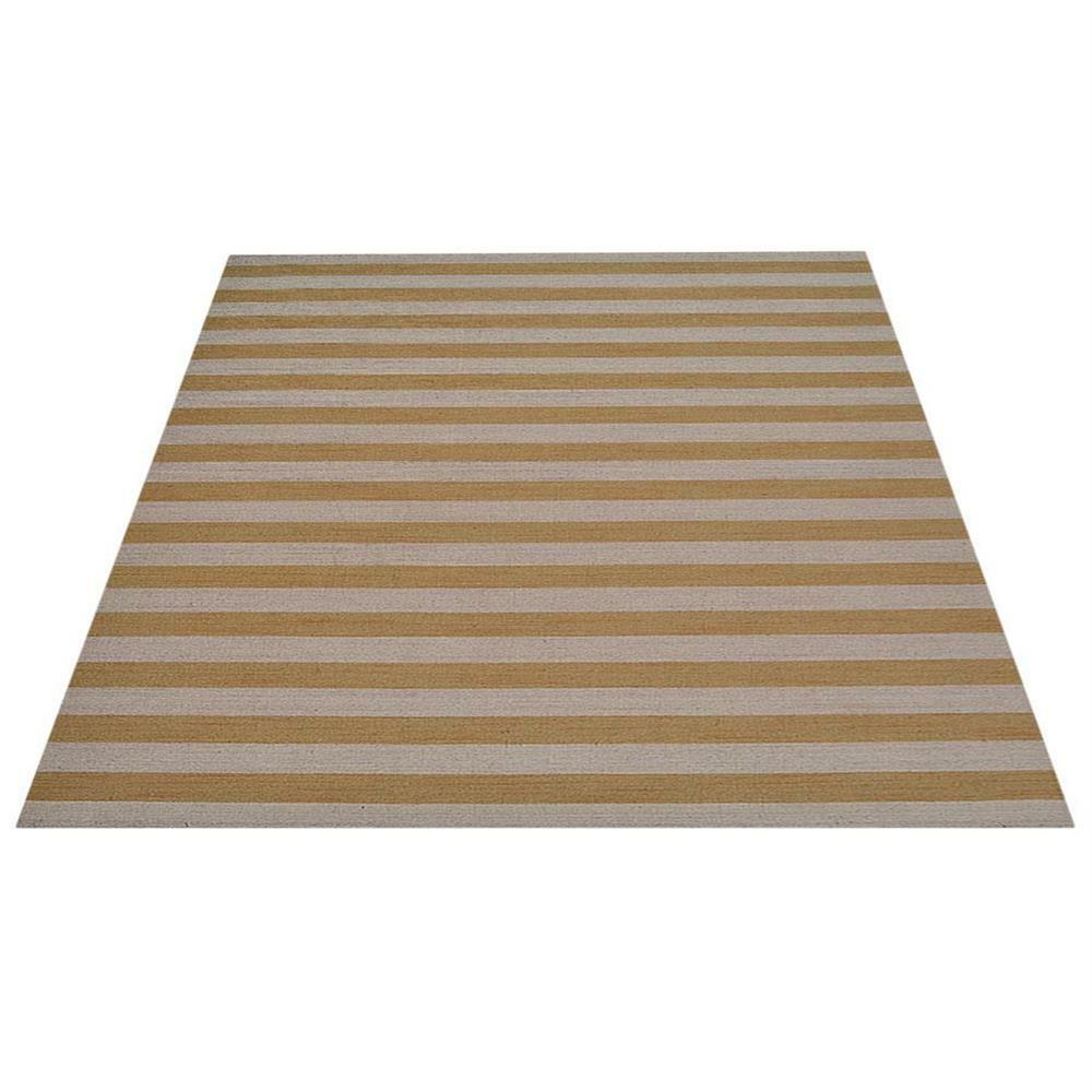 Hand Woven Flat Weave Kilim Wool Area Rug Contemporary Cream Gold BBH BBD00107