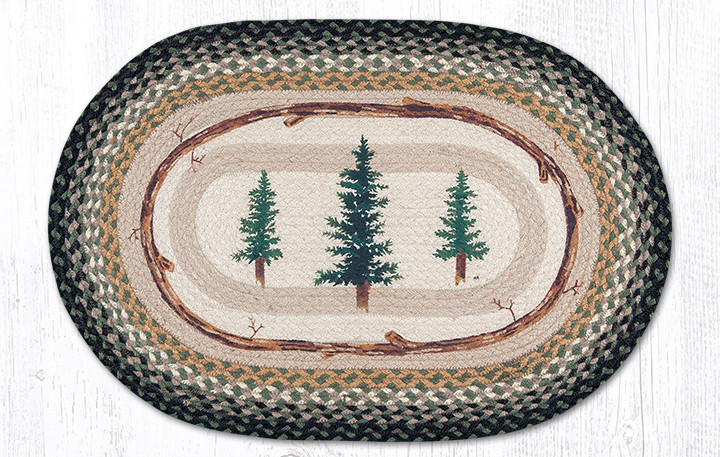 Braided Jute Stenciled Print Oval Area Rug. Earth Rugs. TALL TIMBERS