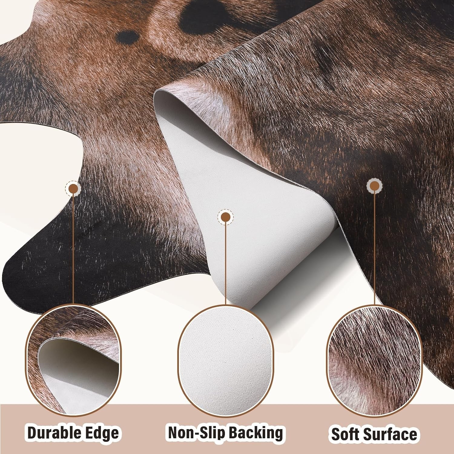 Machine Washable Faux Bear Rug 4.6×5.2 Ft – Elegant Wildlife Decor for Home