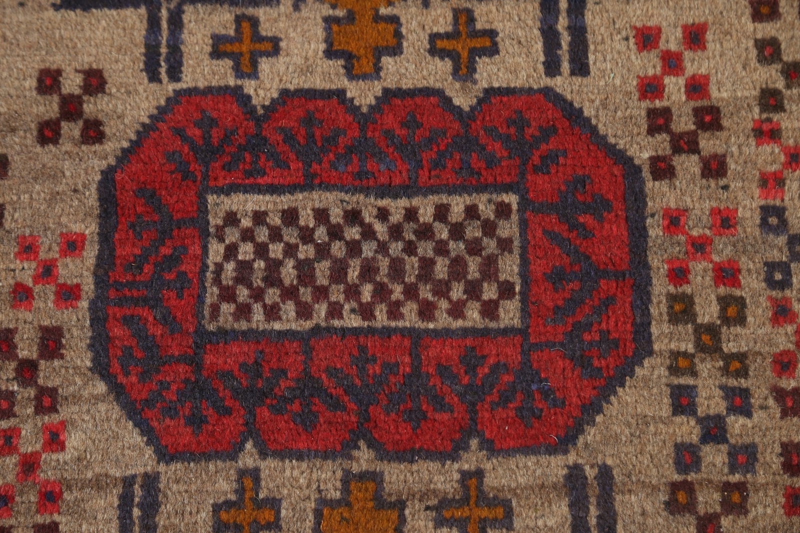 Geometric Tribal Style Balouch Afghan Hand-Knotted Accent Rug 3×6 ft