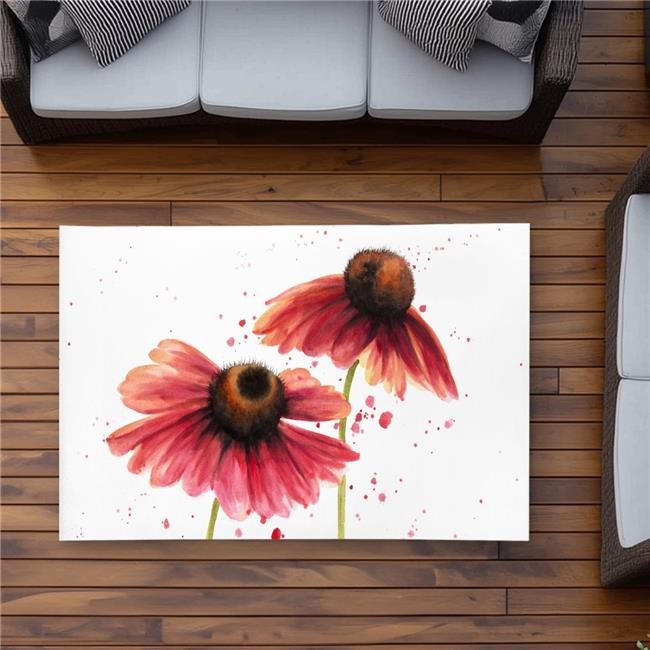3×5 ft. Two Pink Daisies – Outdoor Area Rug for Home Decor – Rectangle