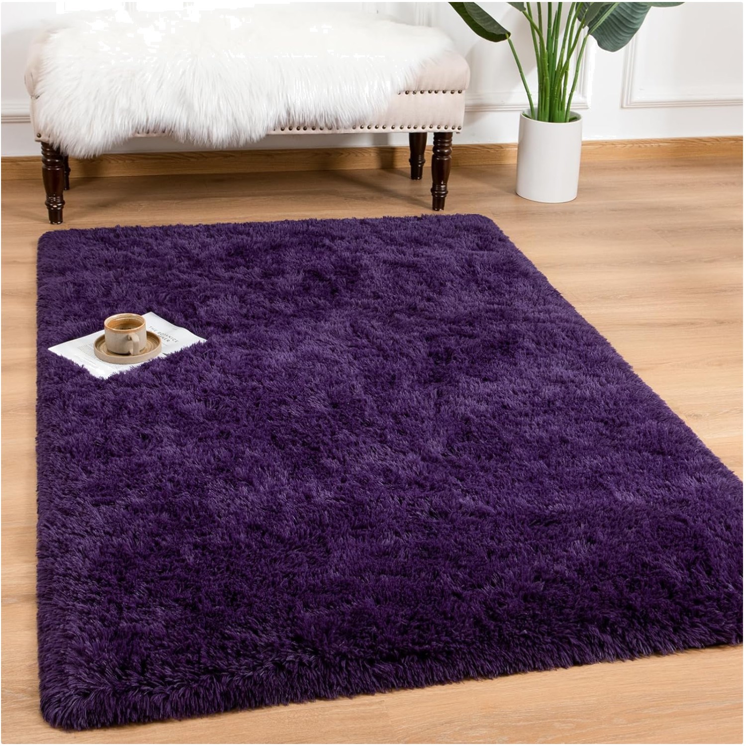 Fluffy 4′ x 6′ Purple Indoor Rug – Perfect for Your Child’s Room or Living Room