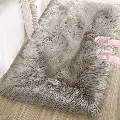 Ultra Soft Fluffy Rugs Faux Fur Sheepskin Area Rug for 2 x 3 Feet Beige