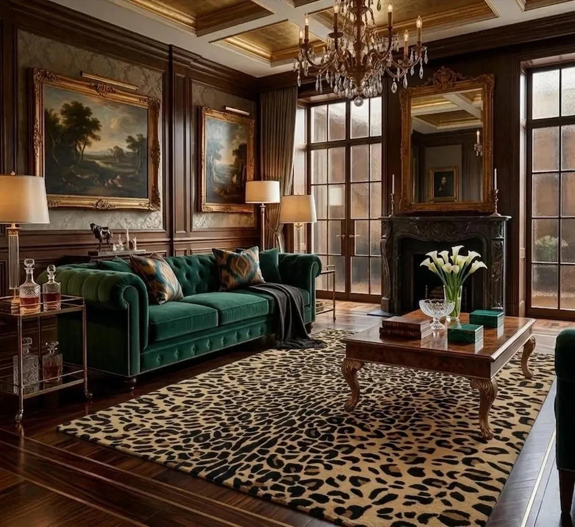 Hand-Tufted Leopard Print Wool Rug, Beige Brown Safari Area Carpet 6×9|8×10|9×12