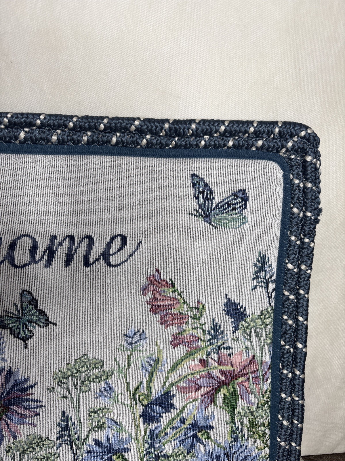 Gold Coast Welcome Tapestry Comfort Rug With Braided Trim-Floral Bird Butterfly