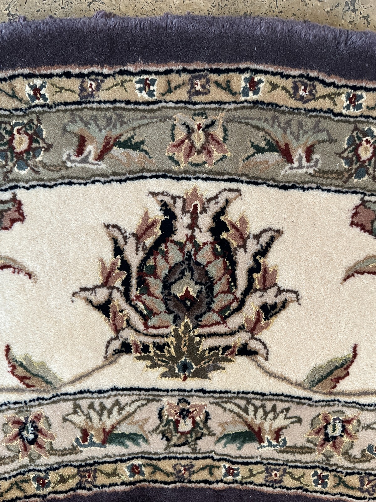 Large 94″ Nourison 2000 2022 LAV Round Lavender Floral Wool Area Rug
