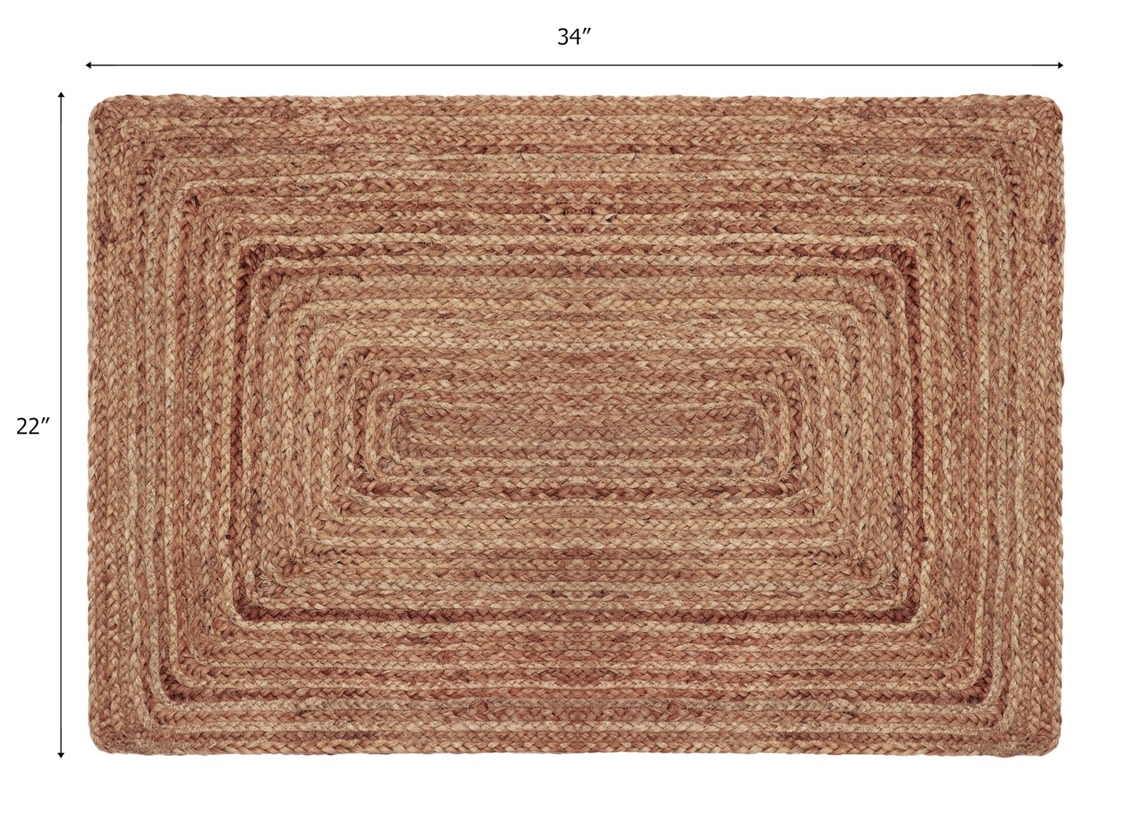 COTTON CRAFT Jute Rug Braided 100% Jute Door Mat Woven Neutral Reversible Small
