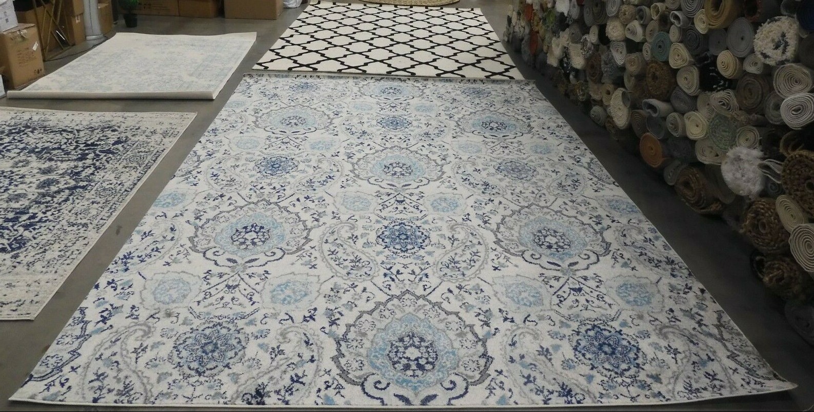 CREAM / LIGHT GREY 9′ X 12′ Back Stain Rug, Reduced Price 1172619457 MAD600C-9