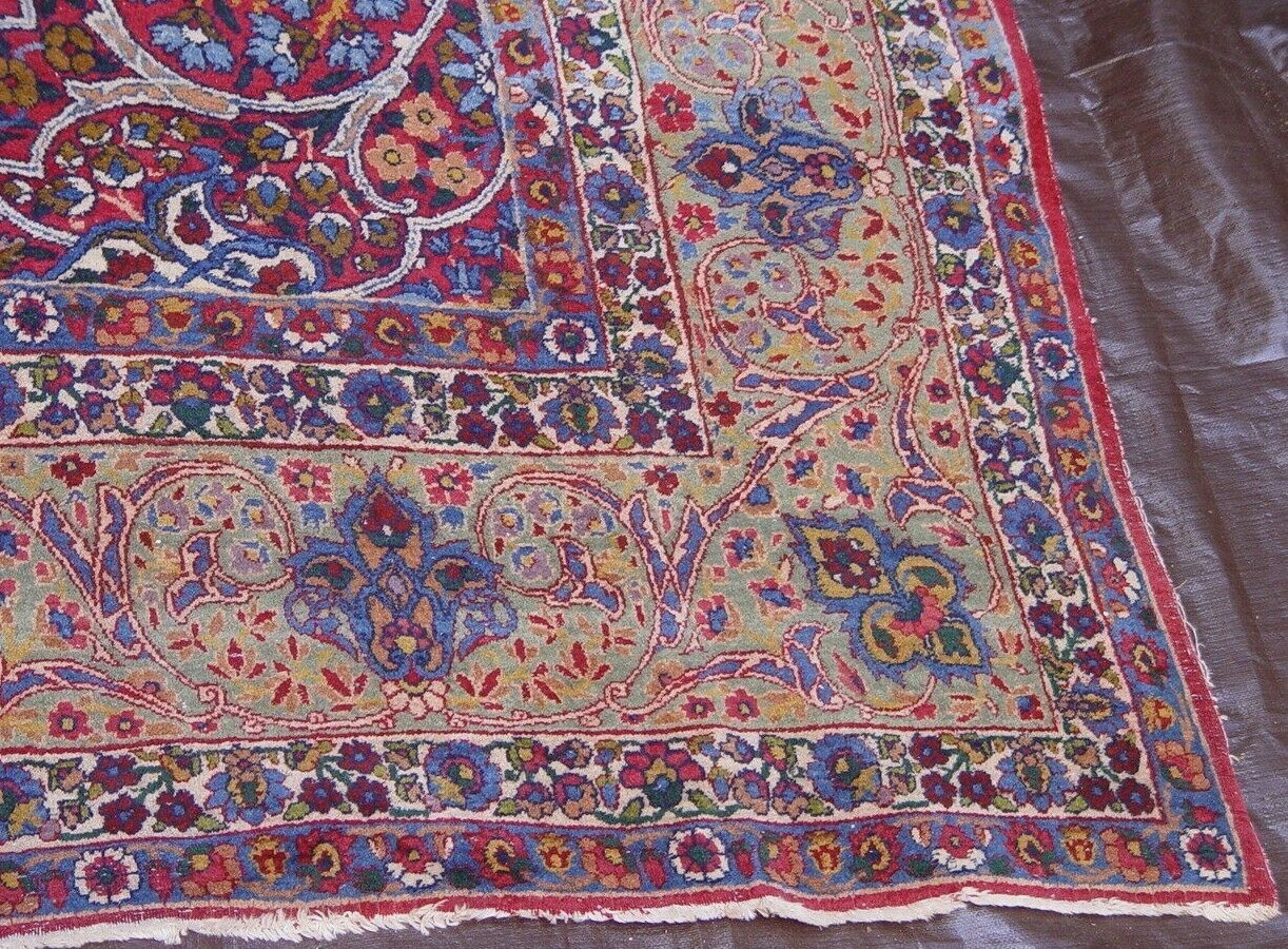 Phenomenal Antique 1880s Kermann Lavarr Hand Knotted Wool Rug Unique 8’10″x13’9″