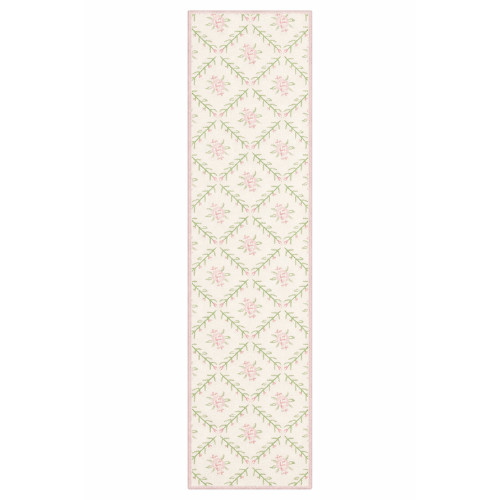 Hand-Tufted Wool Area Rug with Floral Design, Soft Pink & Green Home Decor