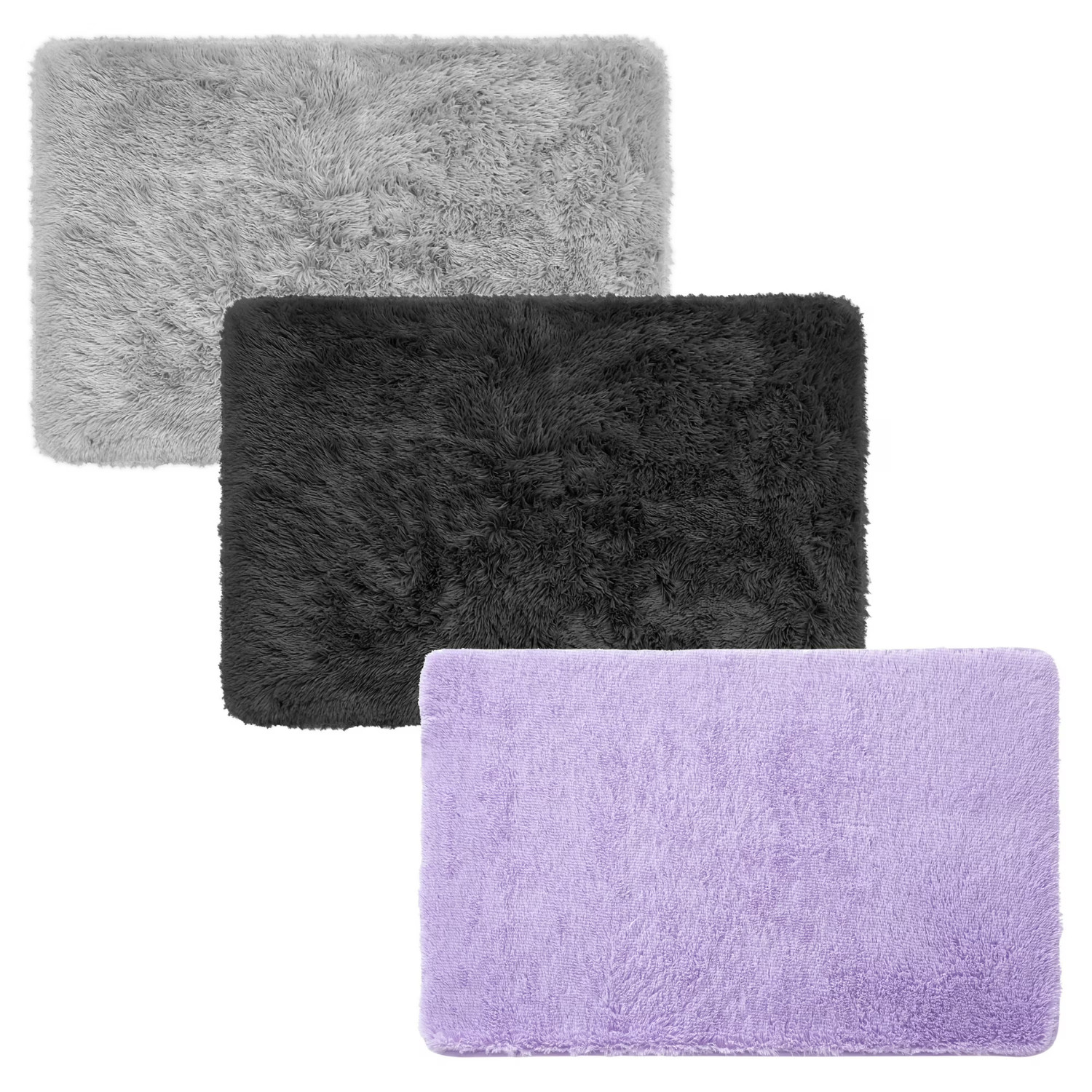 Mainstays Solid Black Fluffy Shag Faux Fur Area Rug, 36 in x 56 in