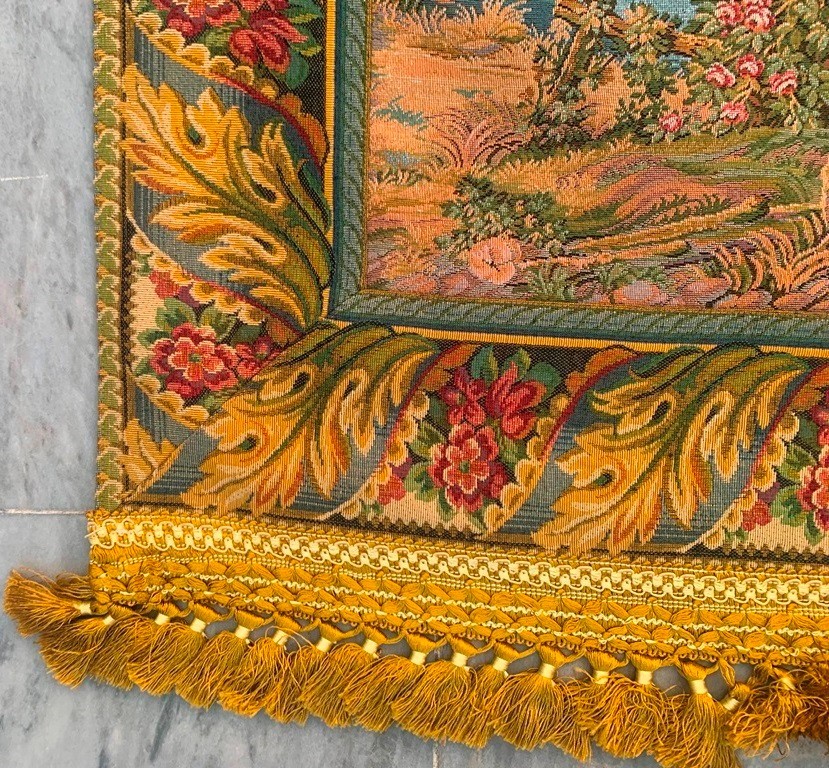Vintage French River Side Multicolor View Tapestry Home Decor 3×5 ft