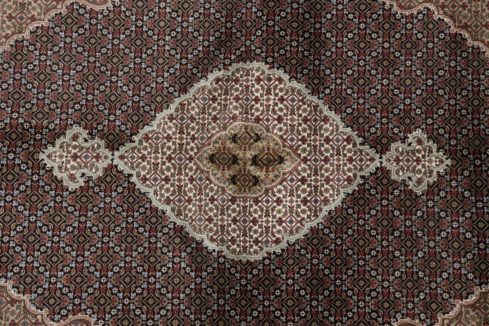 6.8 x 10 Mahii Tabriiz Hand-Knotted Wool Silk Hand-Knotted Rug #F-3078