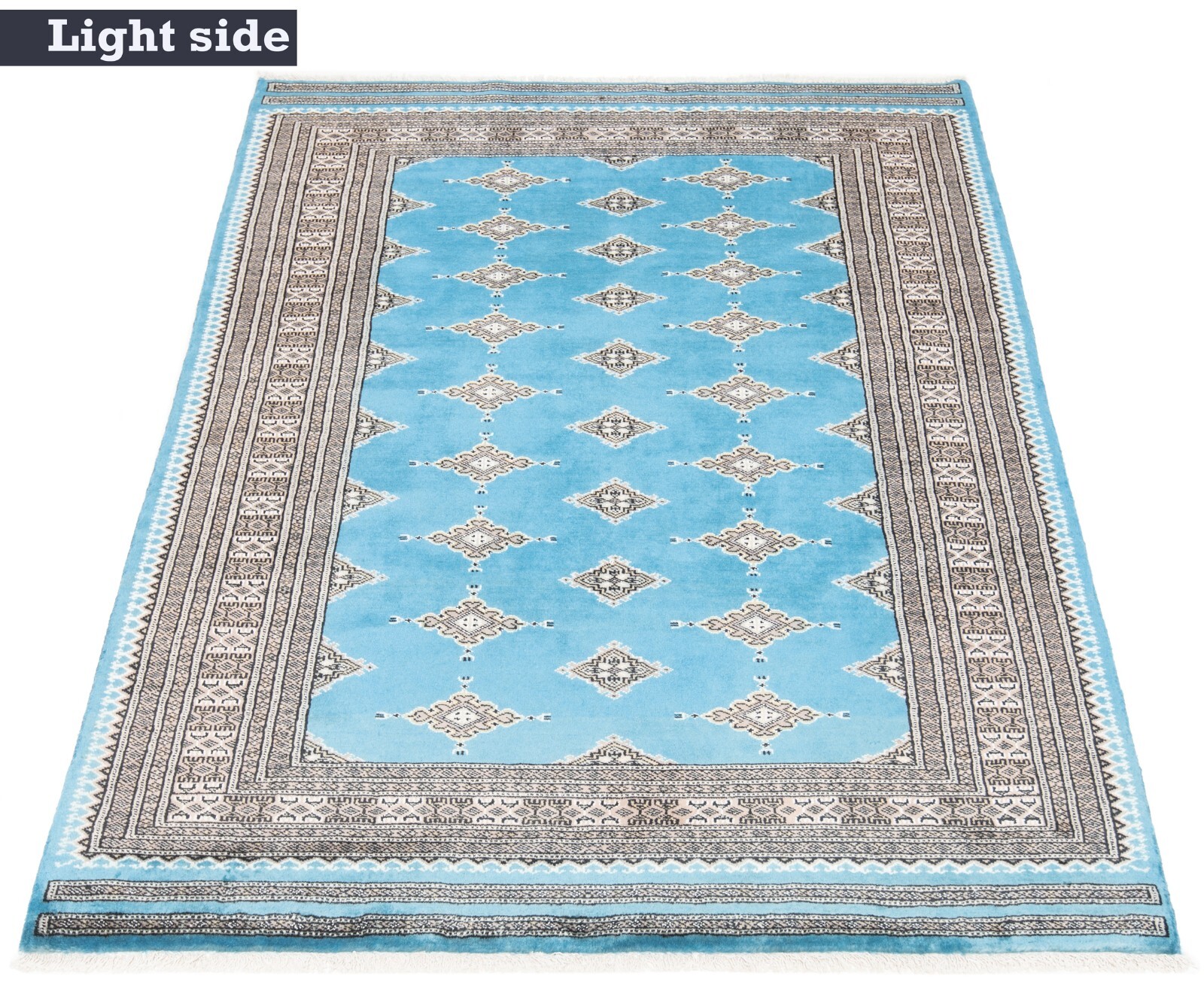 Pakistan Bokhara 72 3/8×53 7/8 in Handwoven Oriental Fine Carpet Rug Blue