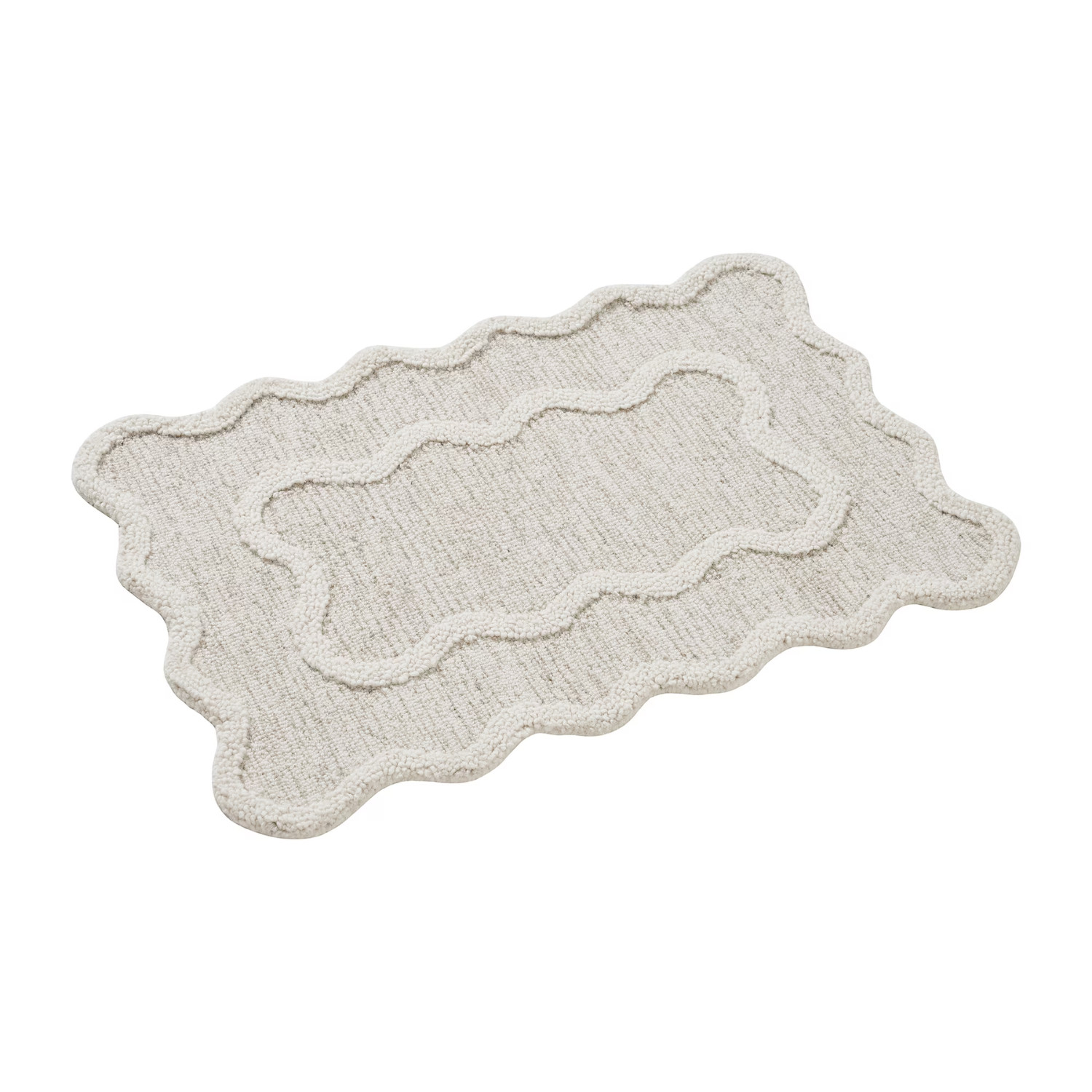 My Texas House Stella Wool Area Rug Ivory Scallop Indoor 24 x 36 Inch