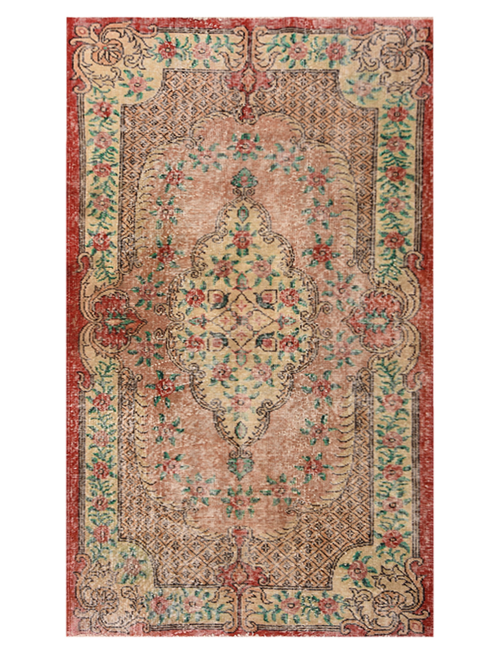 4×7 Vintage Turkish Rug, Handmade Beige Wool Rug, Isparta Oriental Rug