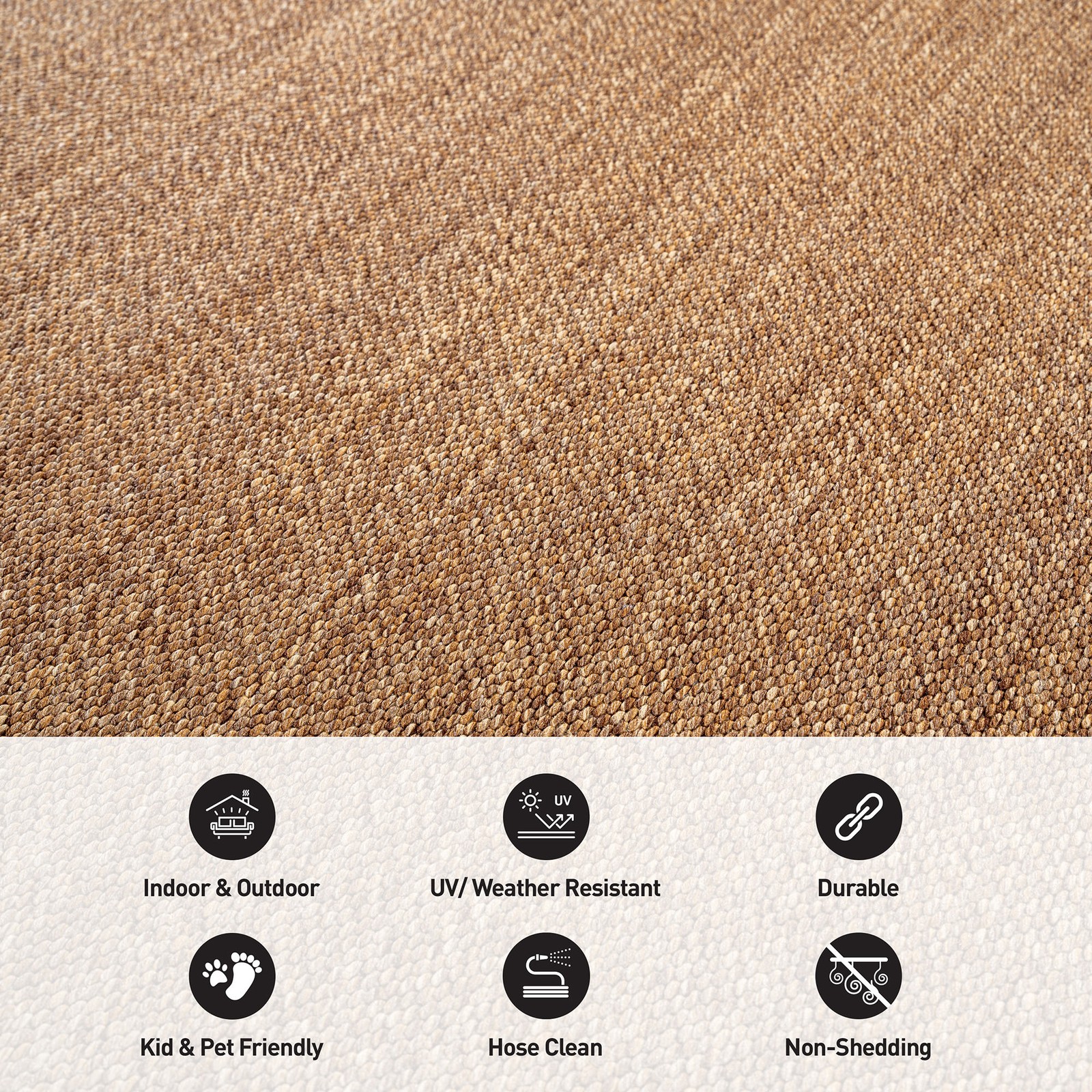Rugshop Indoor/Outdoor Rug Border Flat Woven Area Carpets Jute Style Patio Rug