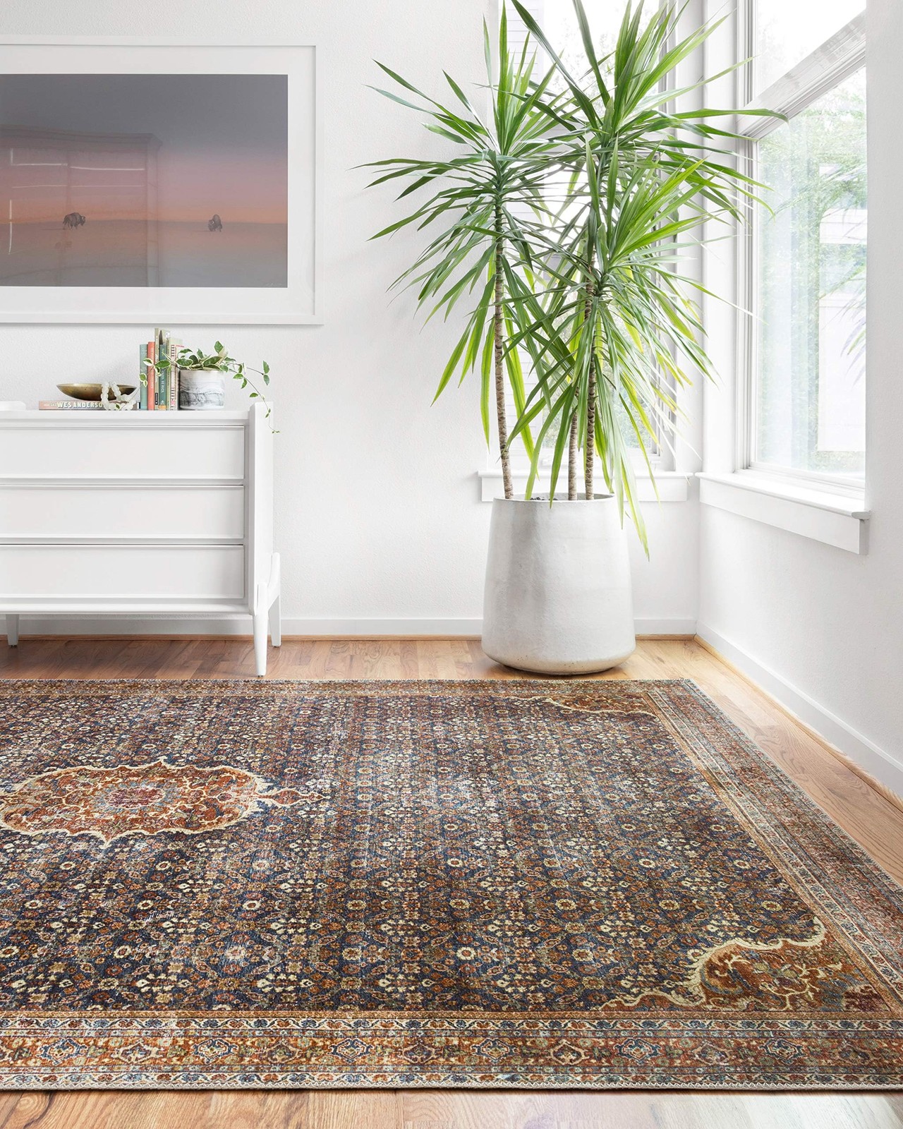 Loloi Layla Collection Lay-09 Cobalt Blue/Spice 3-6 X 5-6 .13 Thick Accent Rug