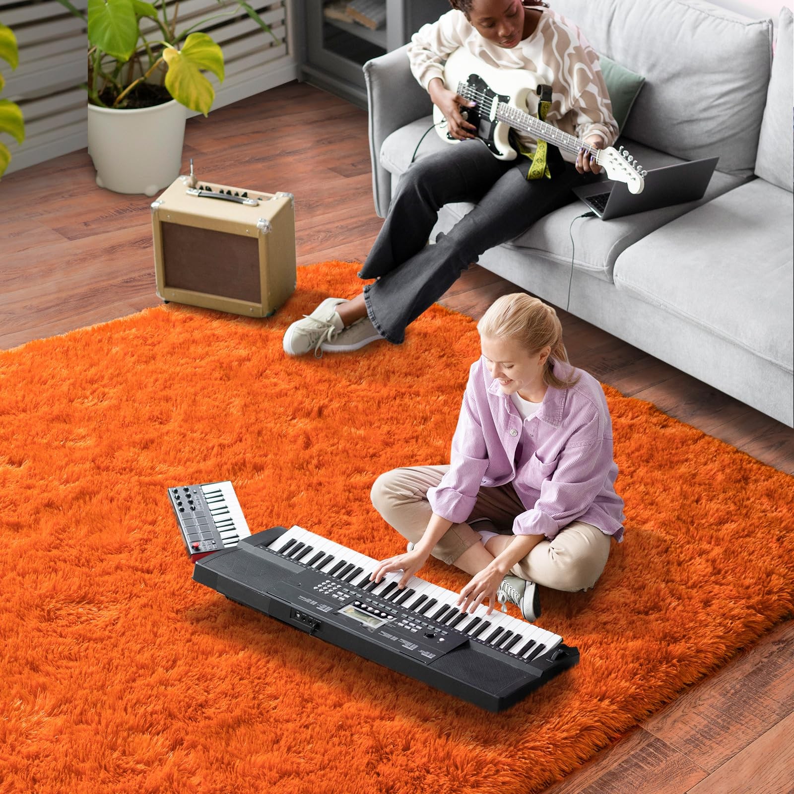 Dssimo Orange 4×6 Soft Shaggy Area Rug for Bedroom Living Room