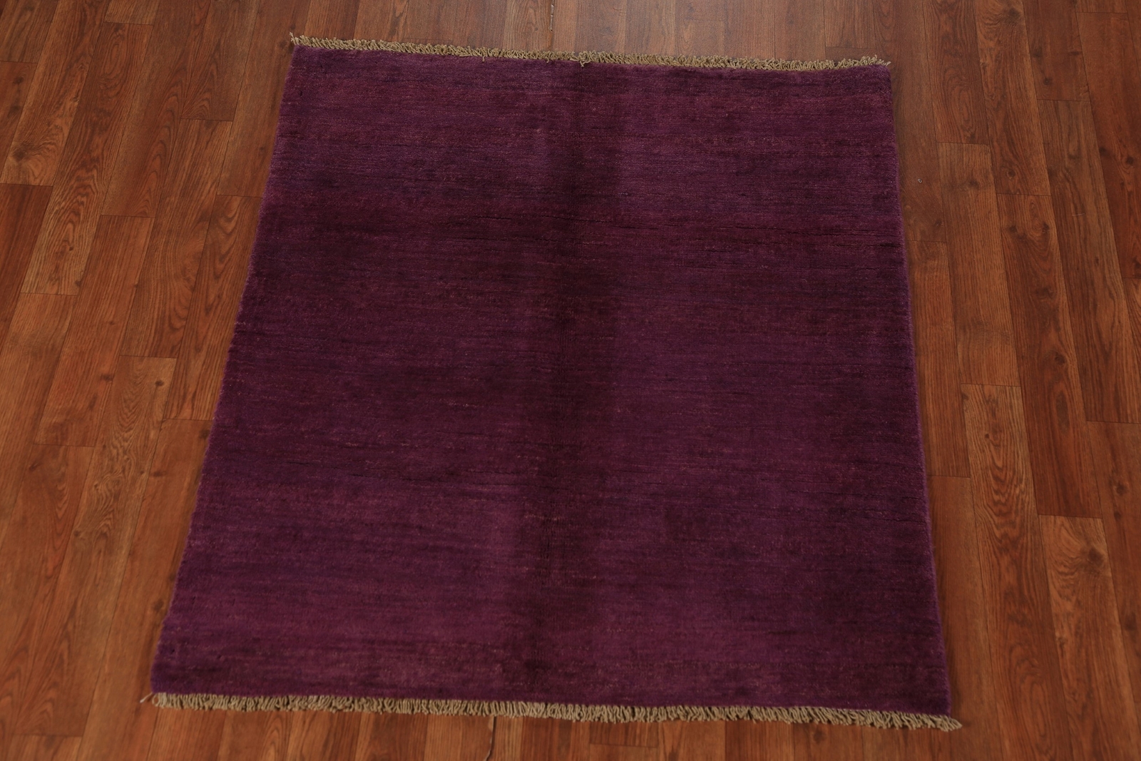 Premium Quality Gabbeh Solid Design Wool Foyer Rug – Timeless Style” Purple 3×4