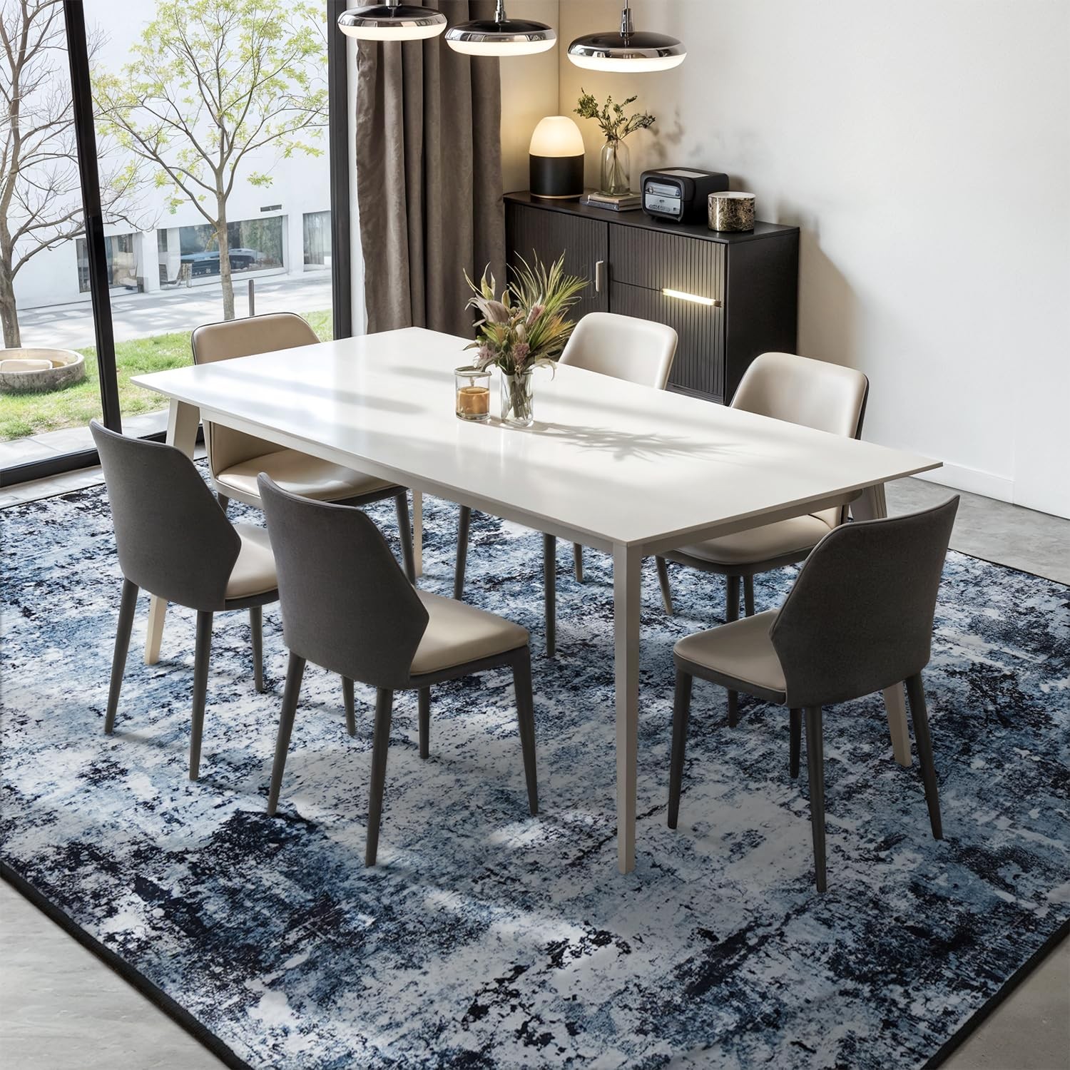 Rugflix 5×7 Area Rugs for Living Room, 5′ x 7′ (Rectangular), 01-ocean Blue