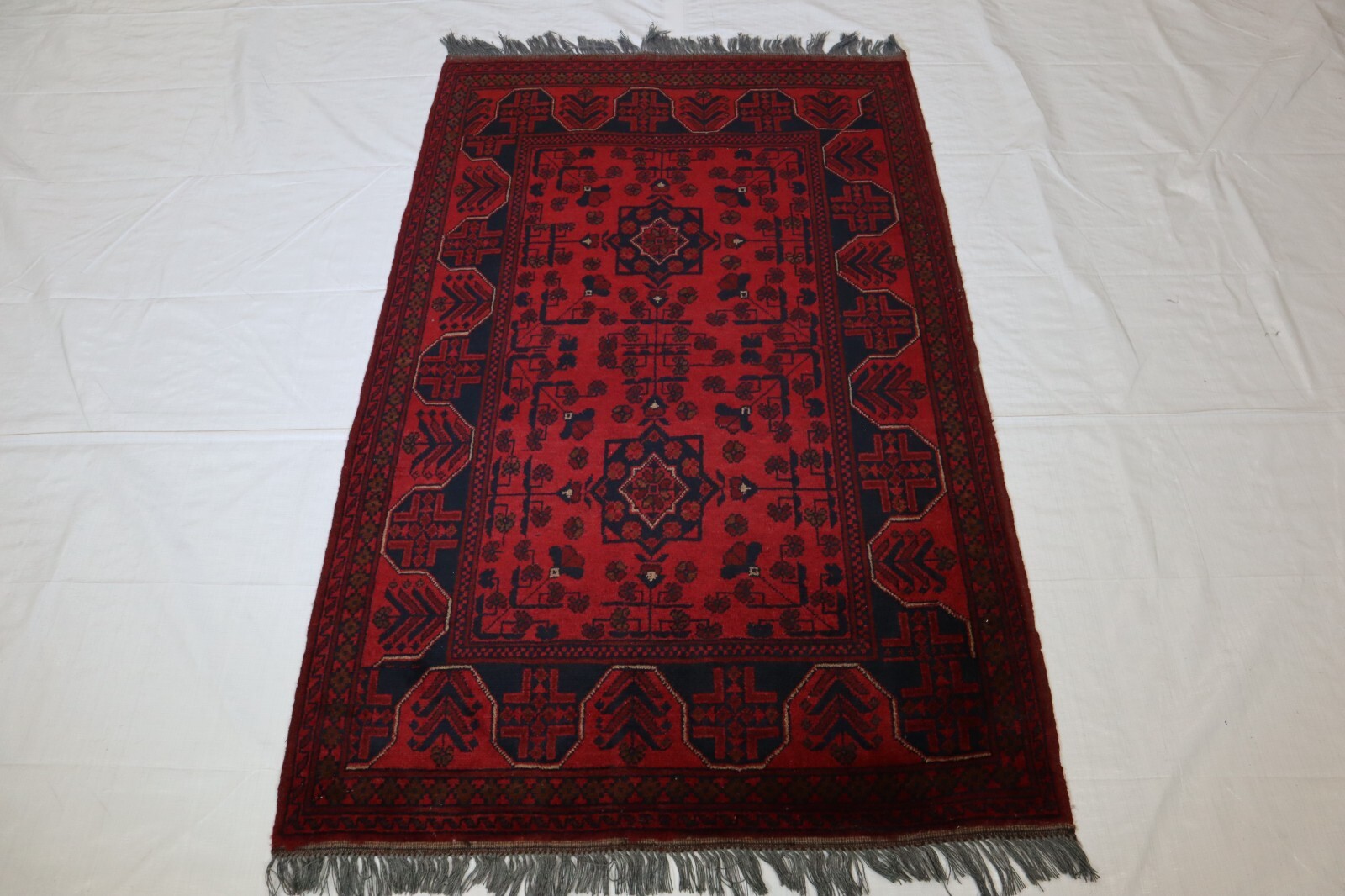 3’4″ x 5’1″ Afghan Tribal Vegetable Dye Hand Knotted Authentic Rug