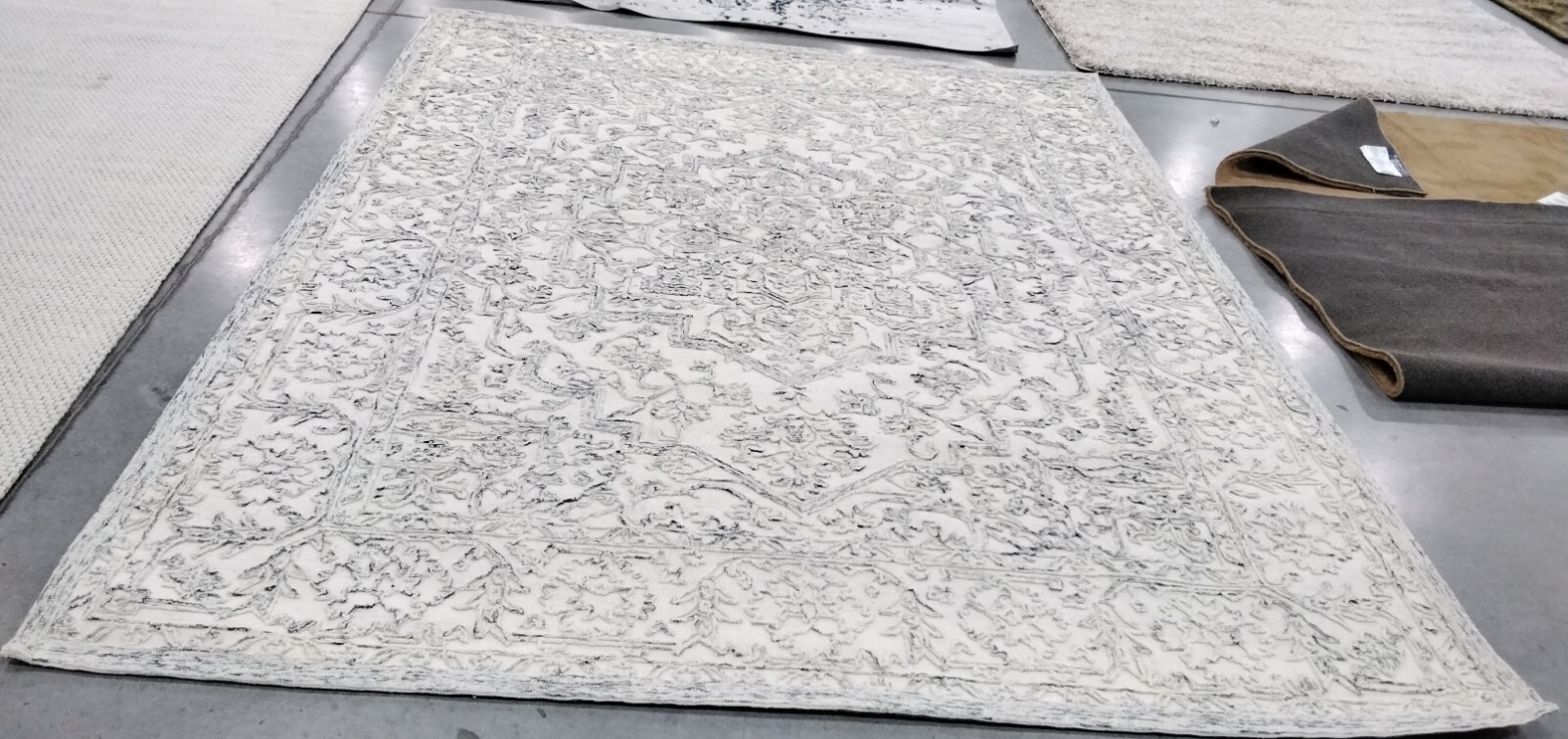 IVORY / CHARCOAL 8′ X 10′ Back Stain Rug, Reduced Price 1172754790 TRC302H-8