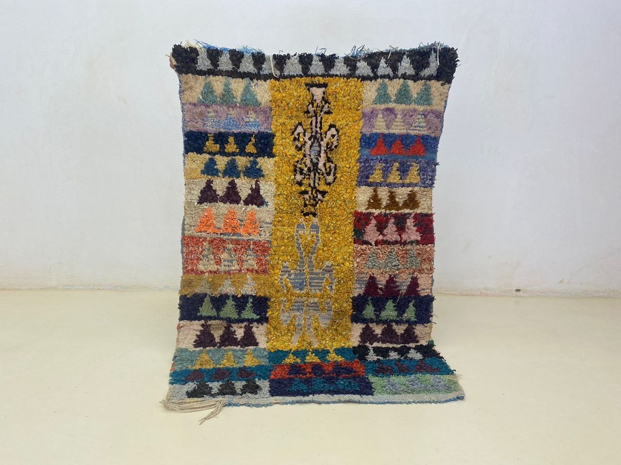 Moroccan Rug Handmade Boucherouite 2’8×4’7 ft Vintage Berber Home Tribal Rug