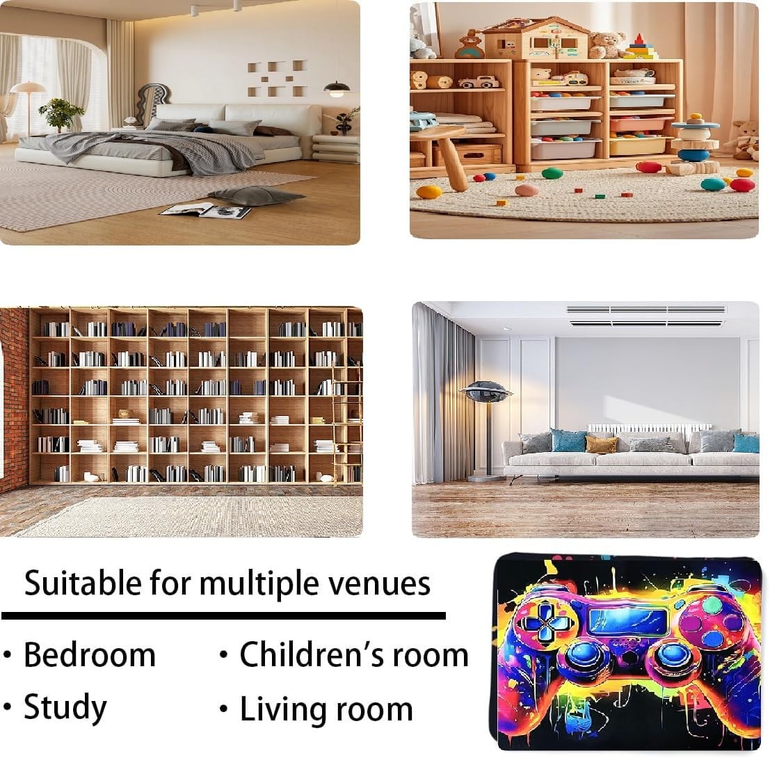 Teen Gamer Video Game Player Playroom Bedroom Area Rug Mat 63×47 Inch