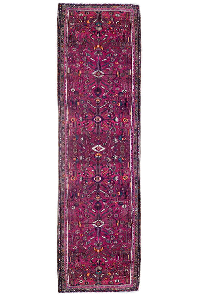4′ x 14′ Berry Red Semi-Antique Traditional Hamaadan Runner 71769