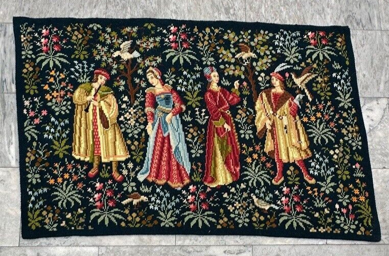 Vintage Tapestry, Handmade French Tapestry Pictorial Wall Décor Tapestry 3x5ft
