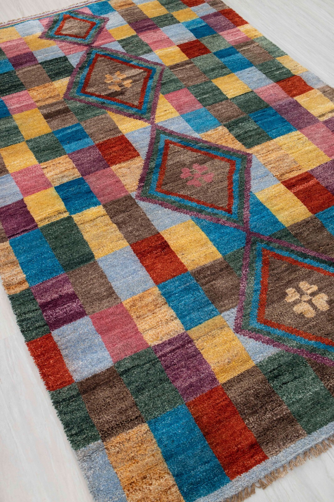 Colorful Geometric Look Soft Wool Hand Woven Bohemian Decor Inspired Boho Rug |