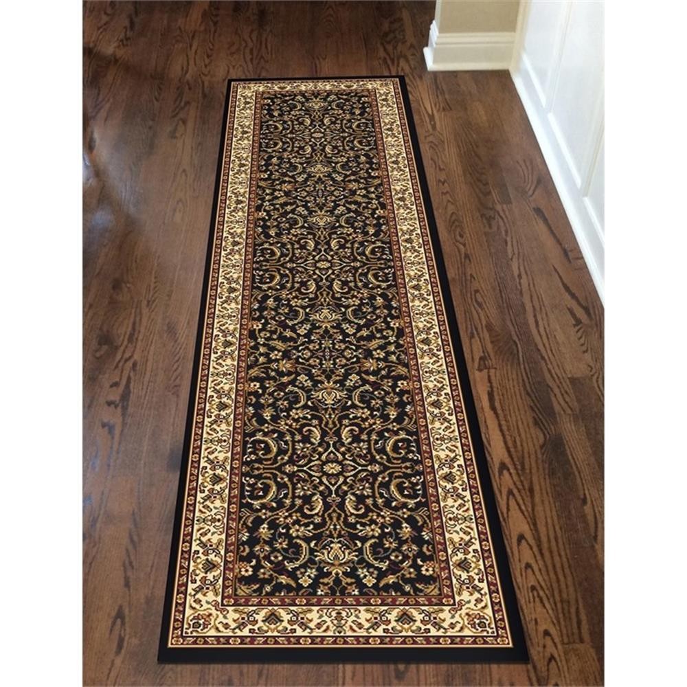 Pemberly Row Traditional 2’2″ x 8′ Rectangular Fabric Rug in Black