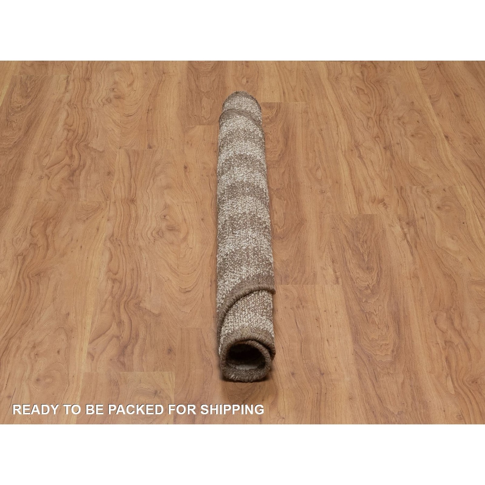 5’x5′ Ivory Modern Design Piled Flat Weave Hand Knotted Wool Round Rug 92279