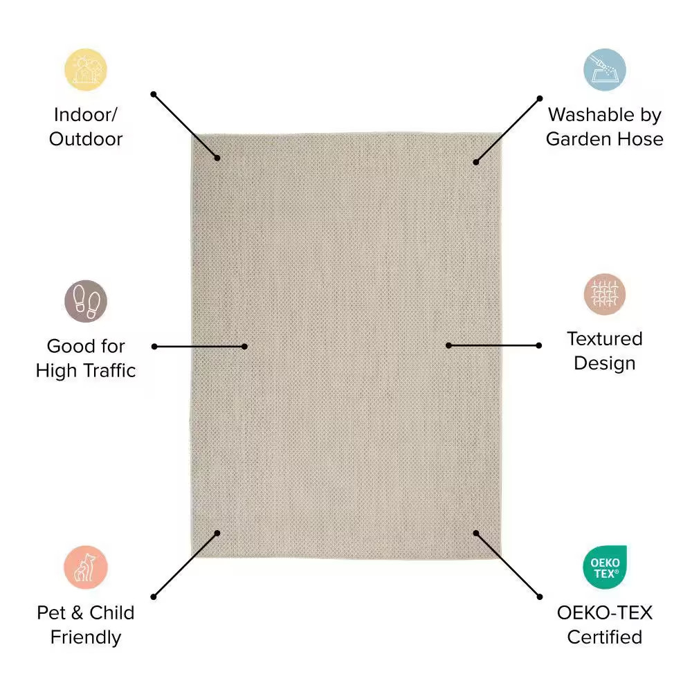 Courtyard Jute 8 Ft. X 10 Ft. All-Over Design Contemporary Area Rug