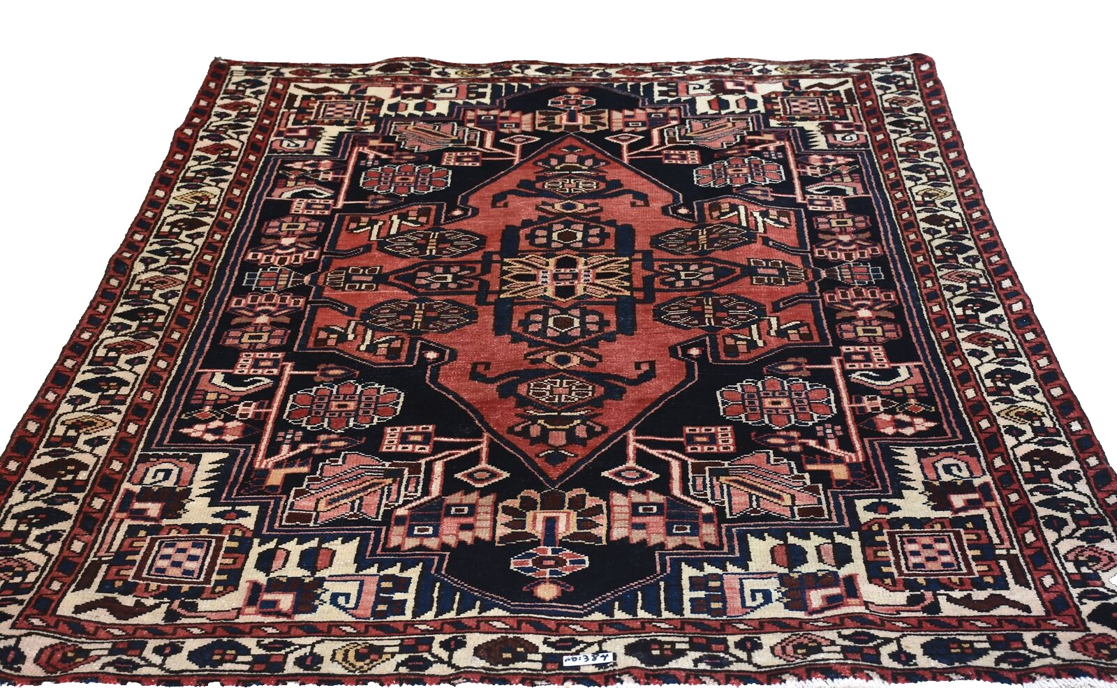 Vintage Tribal Medallion Turkish 4′ 4″ x 6′ 4″ Red Hand Knotted Area Rug